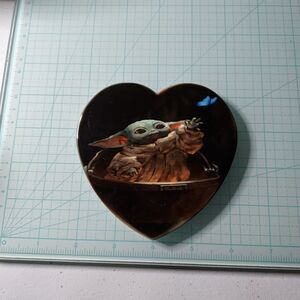 Star Wars Heart-Shaped Coaster with Baby Yoda and Blue Butterfly